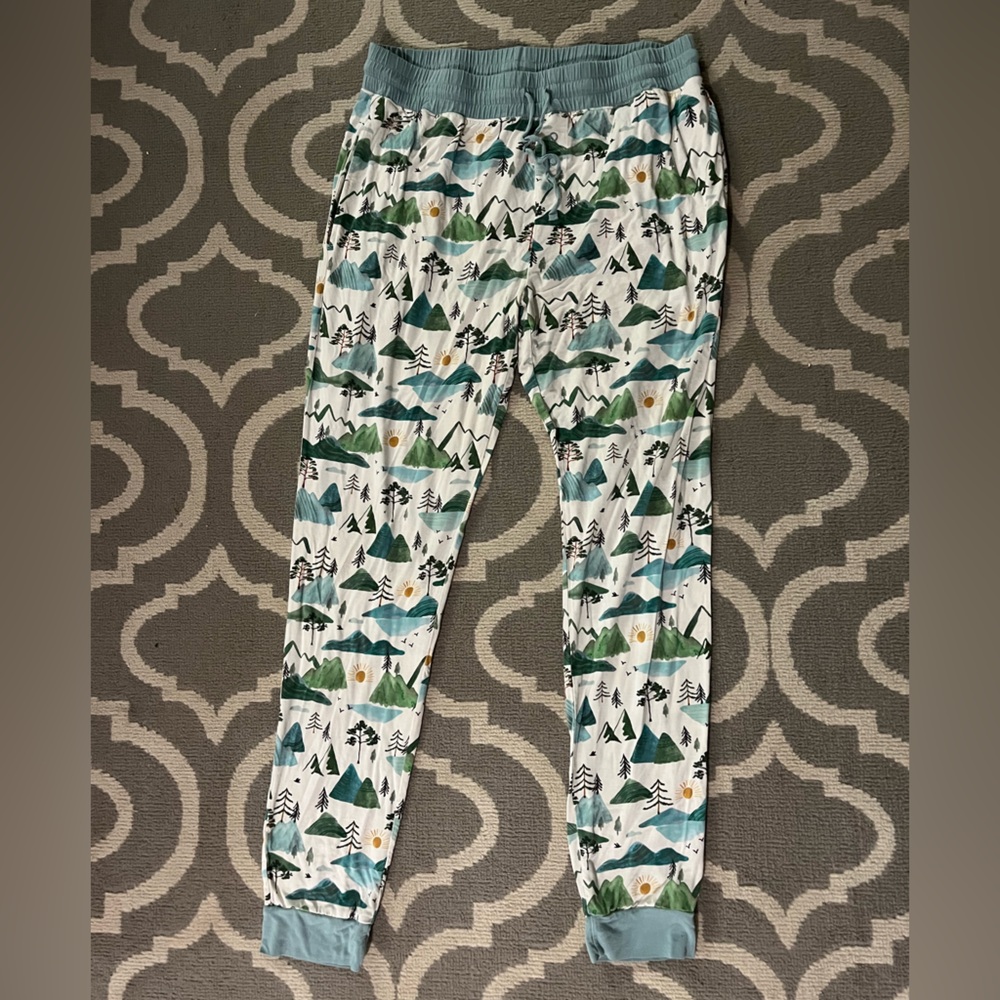 Little Sleepies Forest Print Pants with Teal Waistband